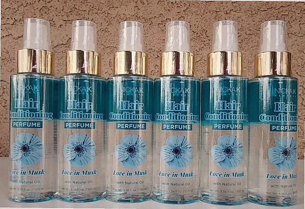 6PK HAPU03 LOVE IN MUSK NICKA K NEW YORK HAIR CONDITIONING PERFUME 3.38 OZ