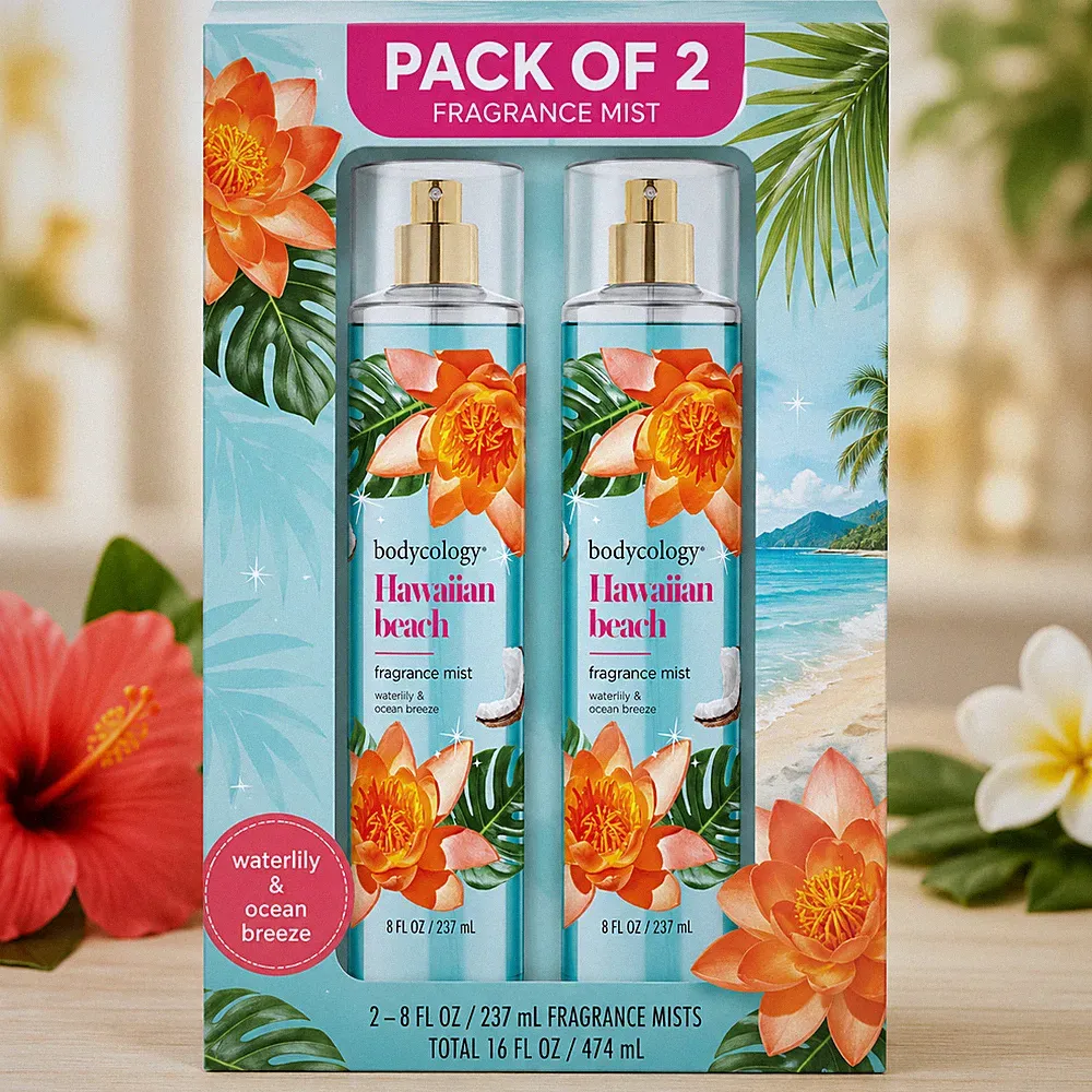 Hawaiian Beach Fragrance Body Mist Spray 16 fl oz Tropical Scent Pack 2